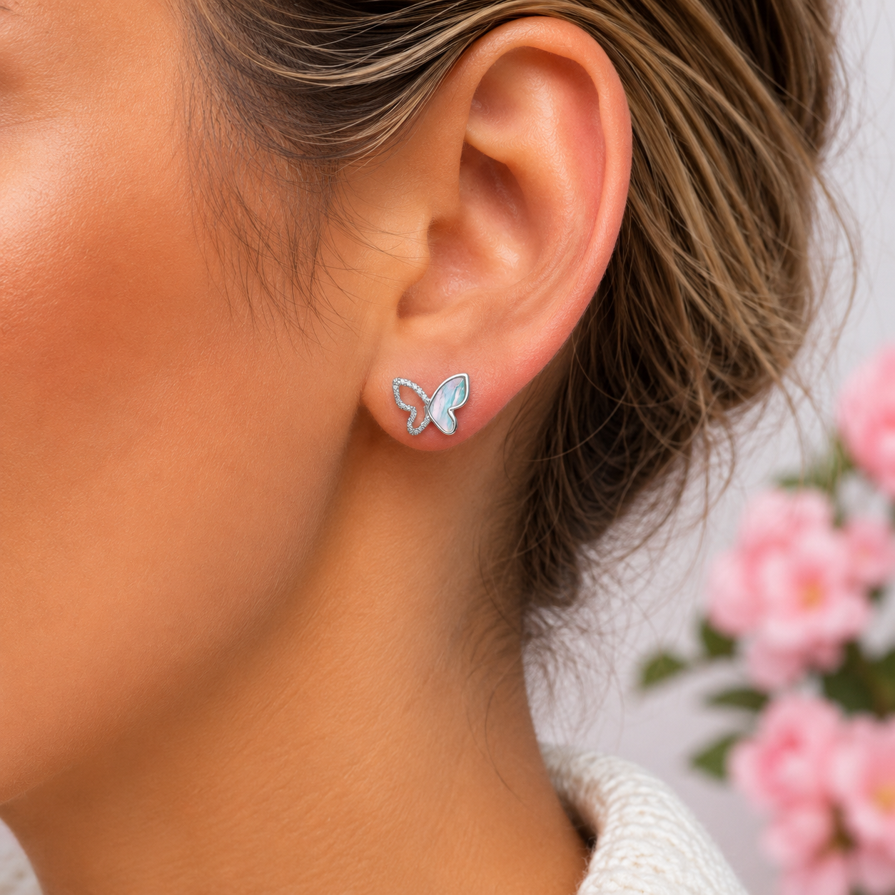 Arete Mariposa Plata Ley 925