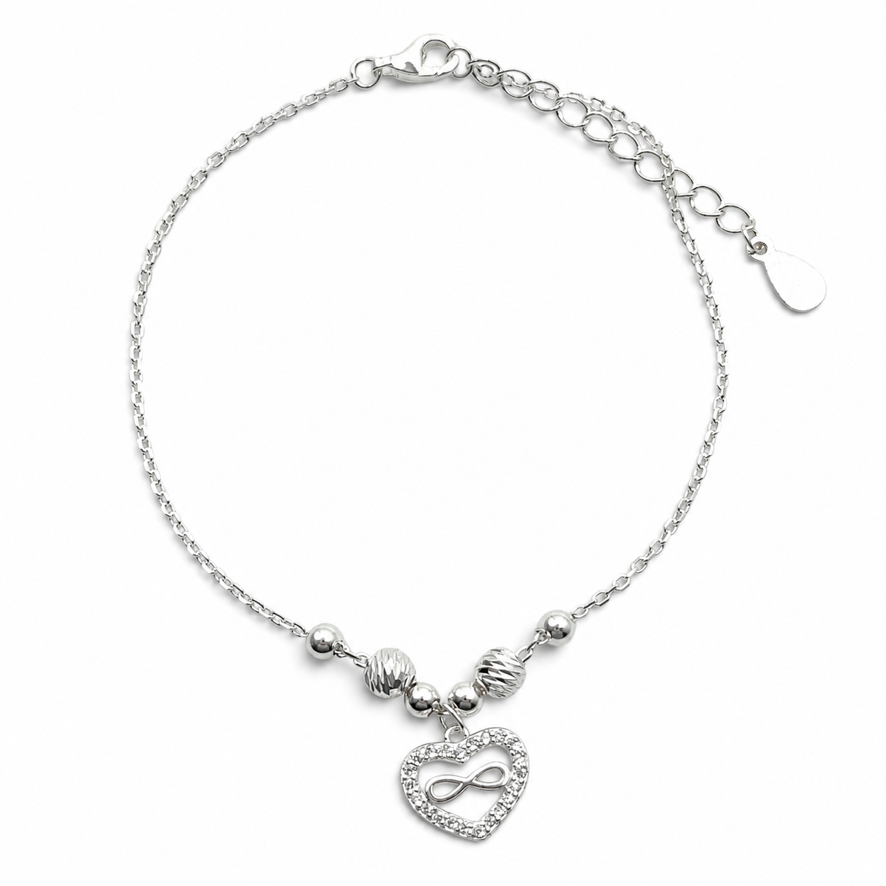 Pulsera Corazon Infinito Plata Ley 925