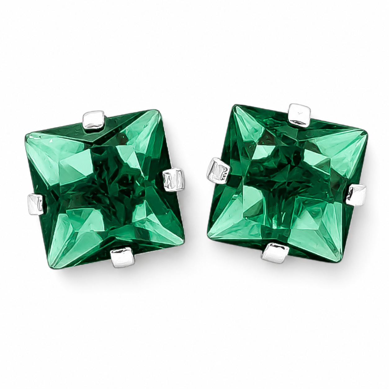 Broquel Cuadro Verde #6 Plata Ley 925