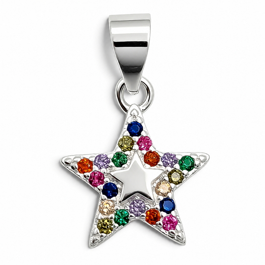 Dije Estrella Multicolor Plata Ley 925