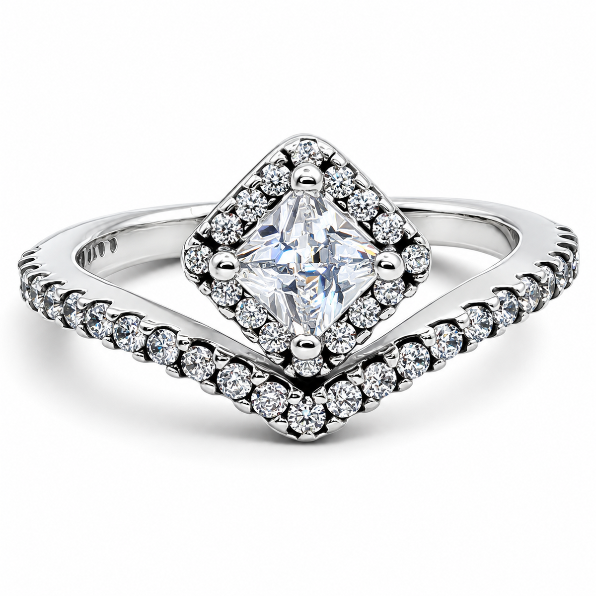 Anillo Cuadro Zirconia Pan Plata Ley 925