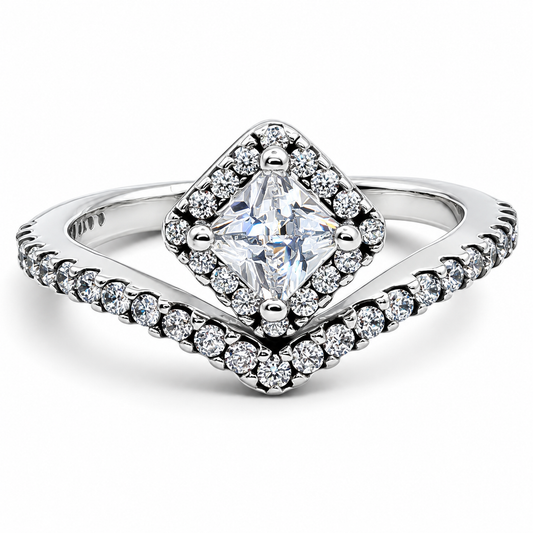 Anillo Cuadro Zirconia Pan Plata Ley 925
