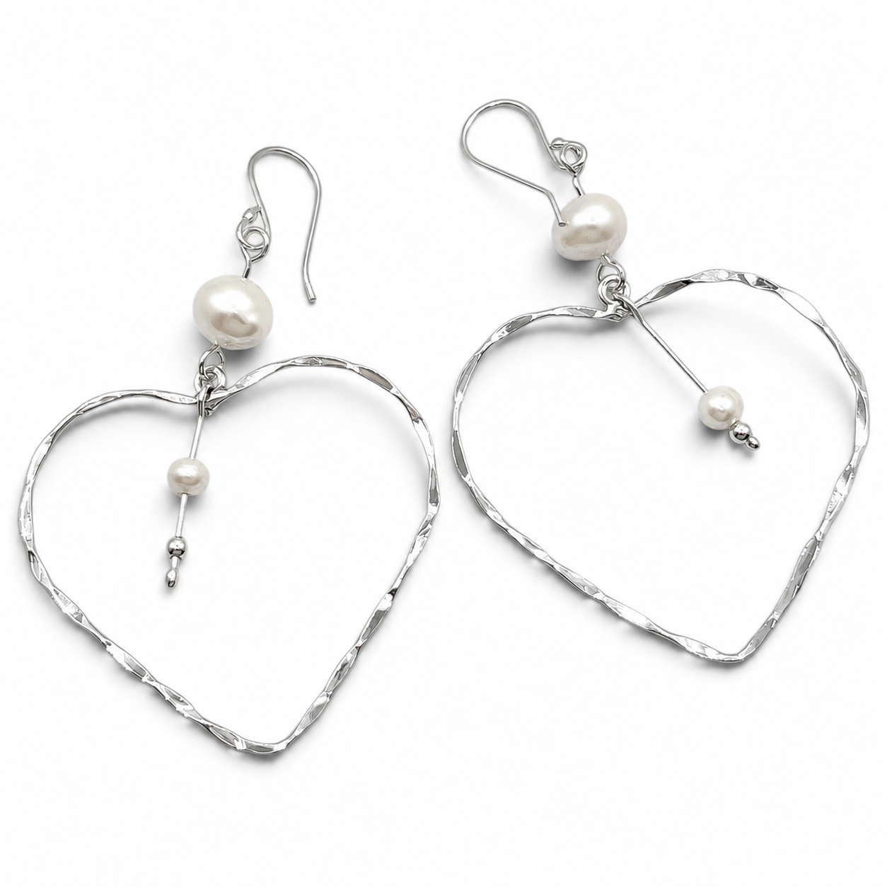 Arete Corazon Perla Plata Ley 925