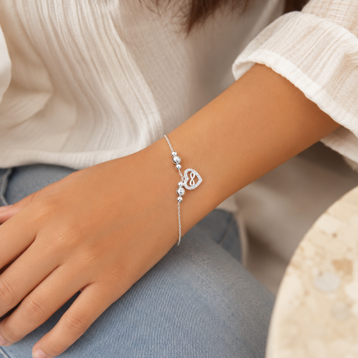 Pulsera Corazon Infinito Plata Ley 925