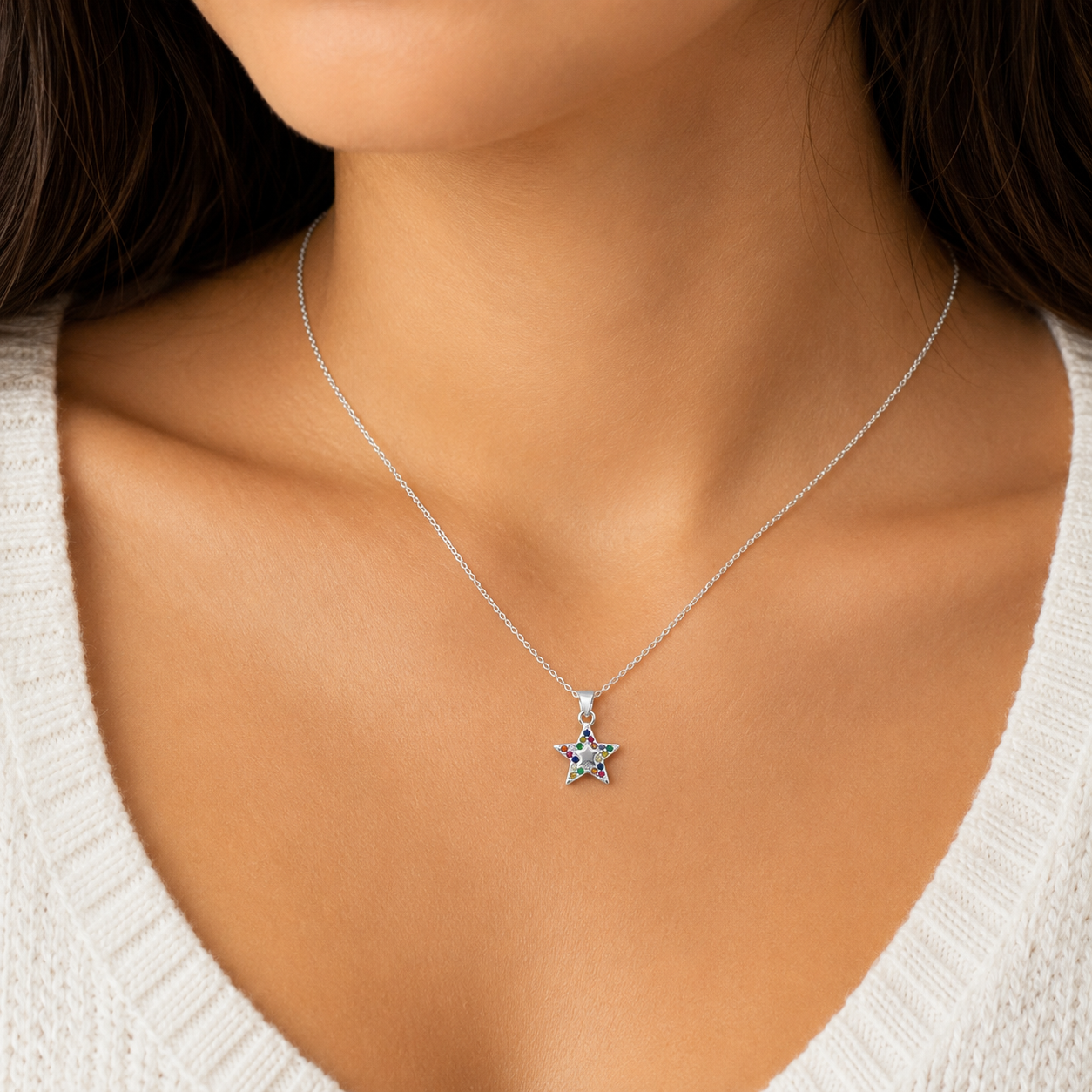 Dije Estrella Multicolor Plata Ley 925