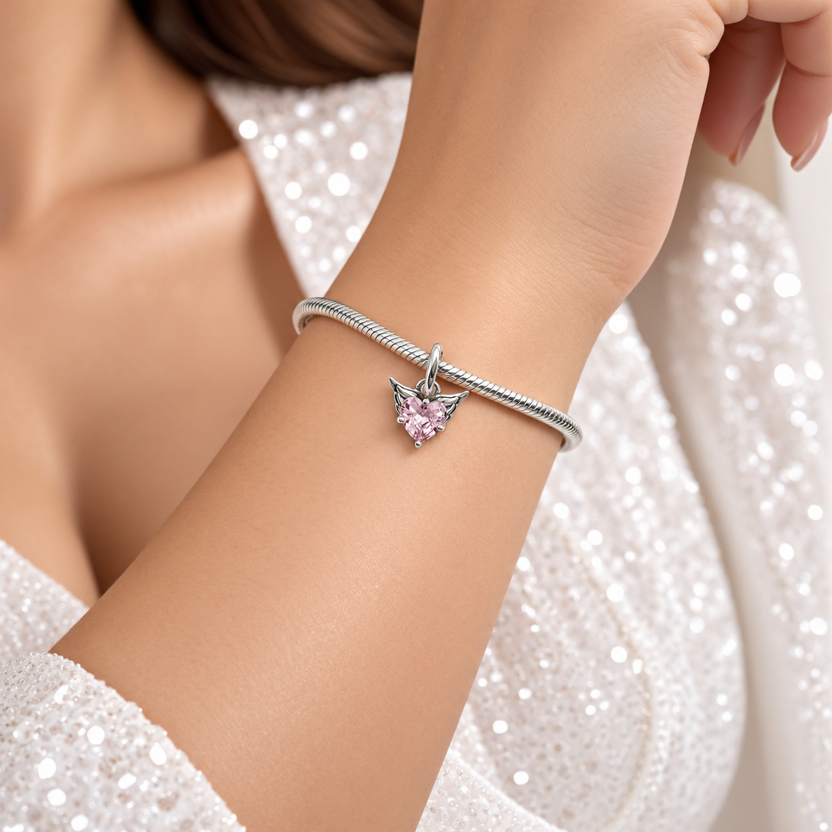 Charm Corazon Alas Plata Ley 925
