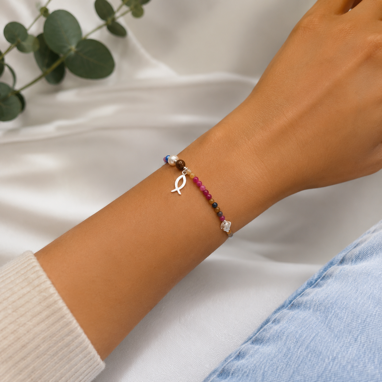 Pulsera Rosa Historia Jesus Plata Ley 925