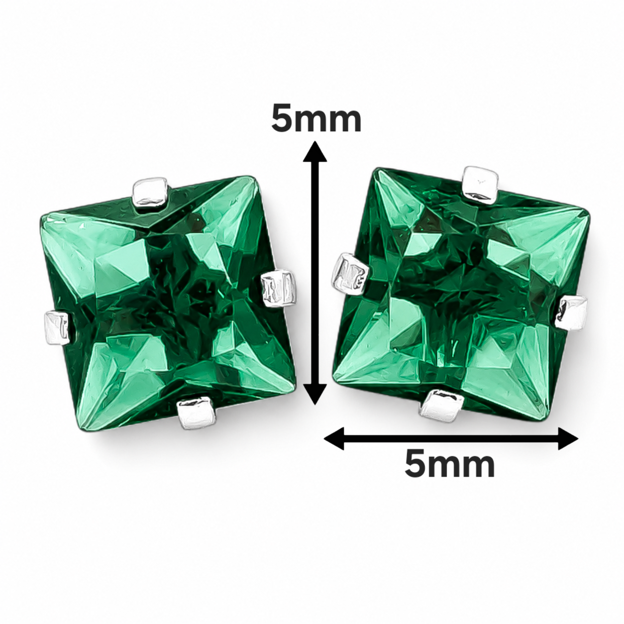 Broquel Cuadro Verde #6 Plata Ley 925