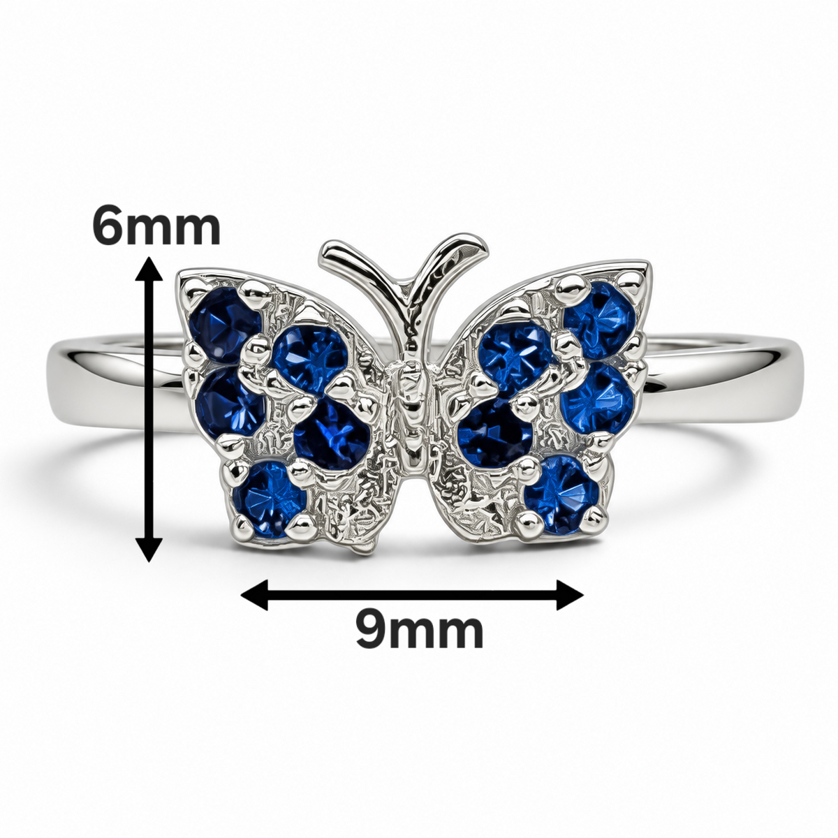 Anillo Mariposa Azul Plata Ley 925