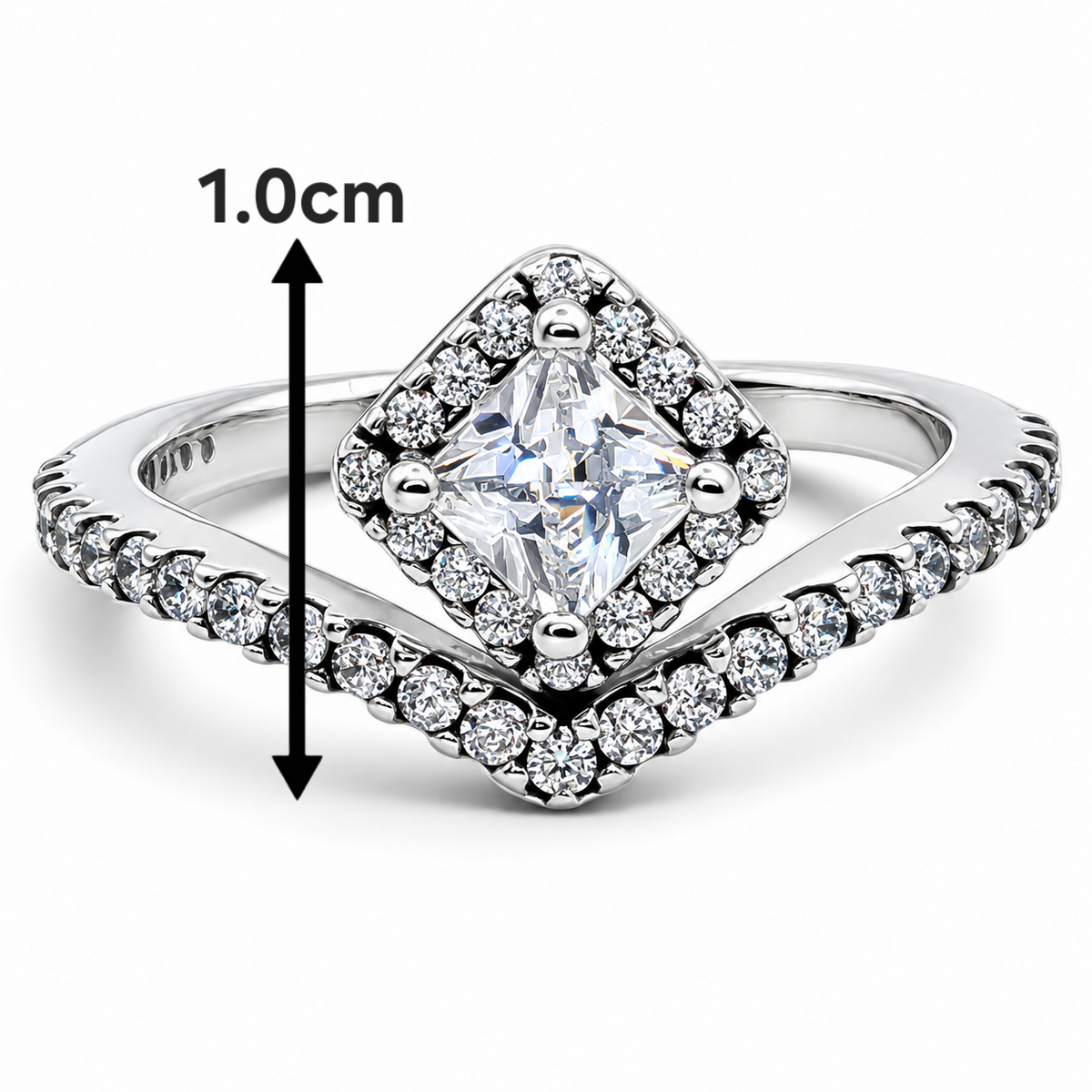 Anillo Cuadro Zirconia Pan Plata Ley 925