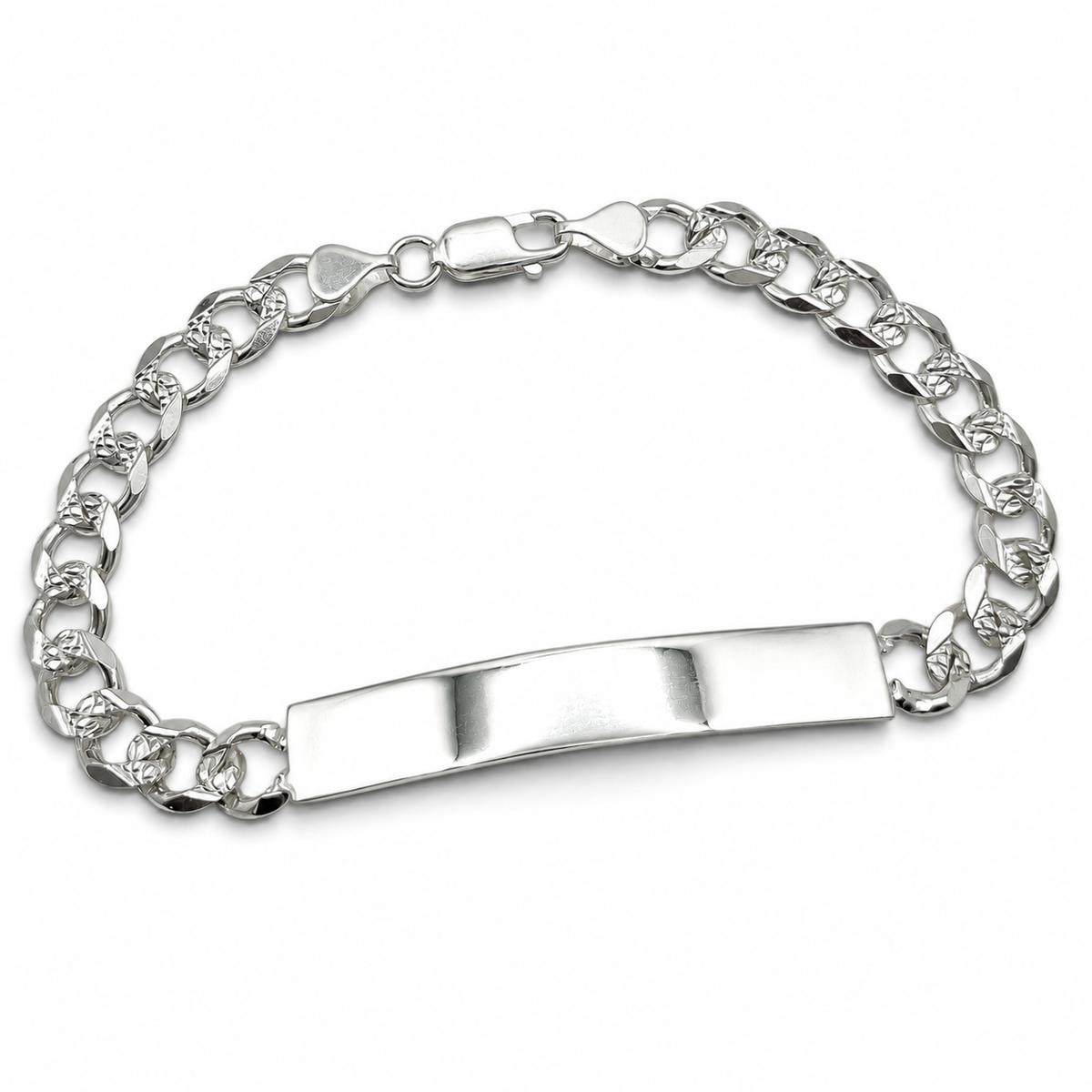 Esclava Cubana Diamantada 7mm Plata Ley 925