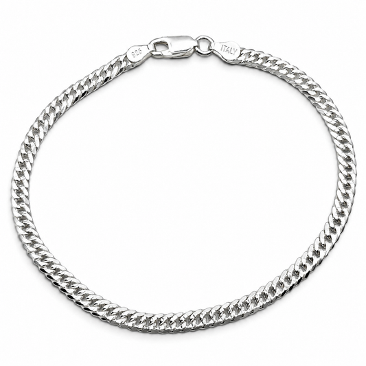 Pulso Cubano Doble 4mm Plata Ley 925
