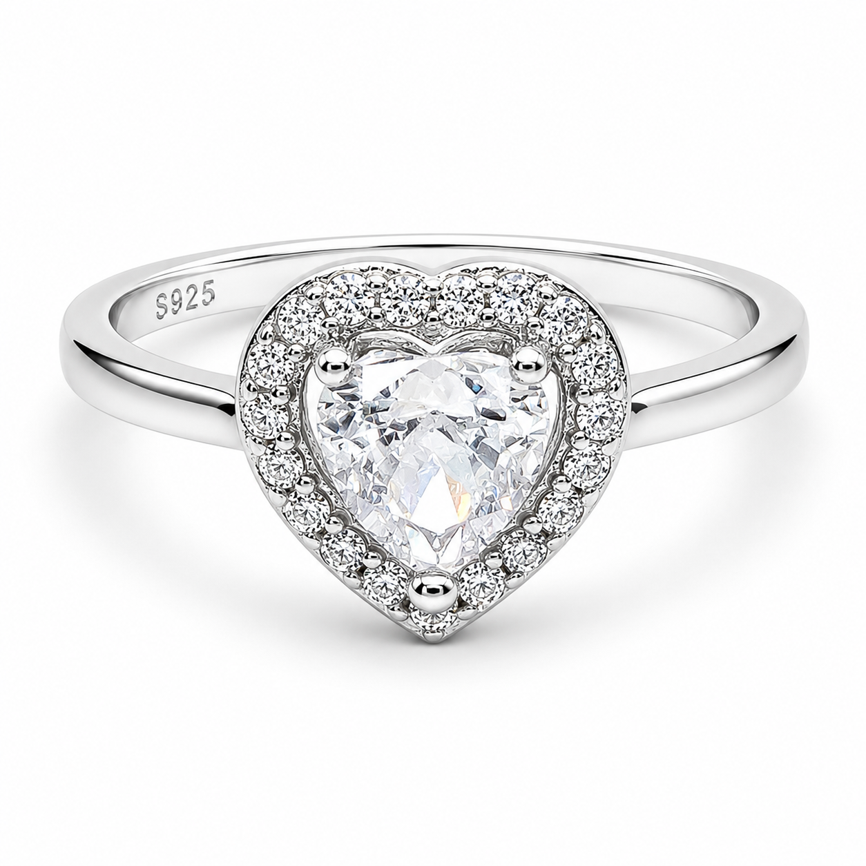 Anillo Corazon Liso BL Plata Ley 925