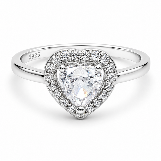 Anillo Corazon Liso BL Plata Ley 925
