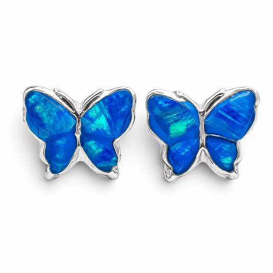 Arete Mariposa Azulito Plata Ley 925