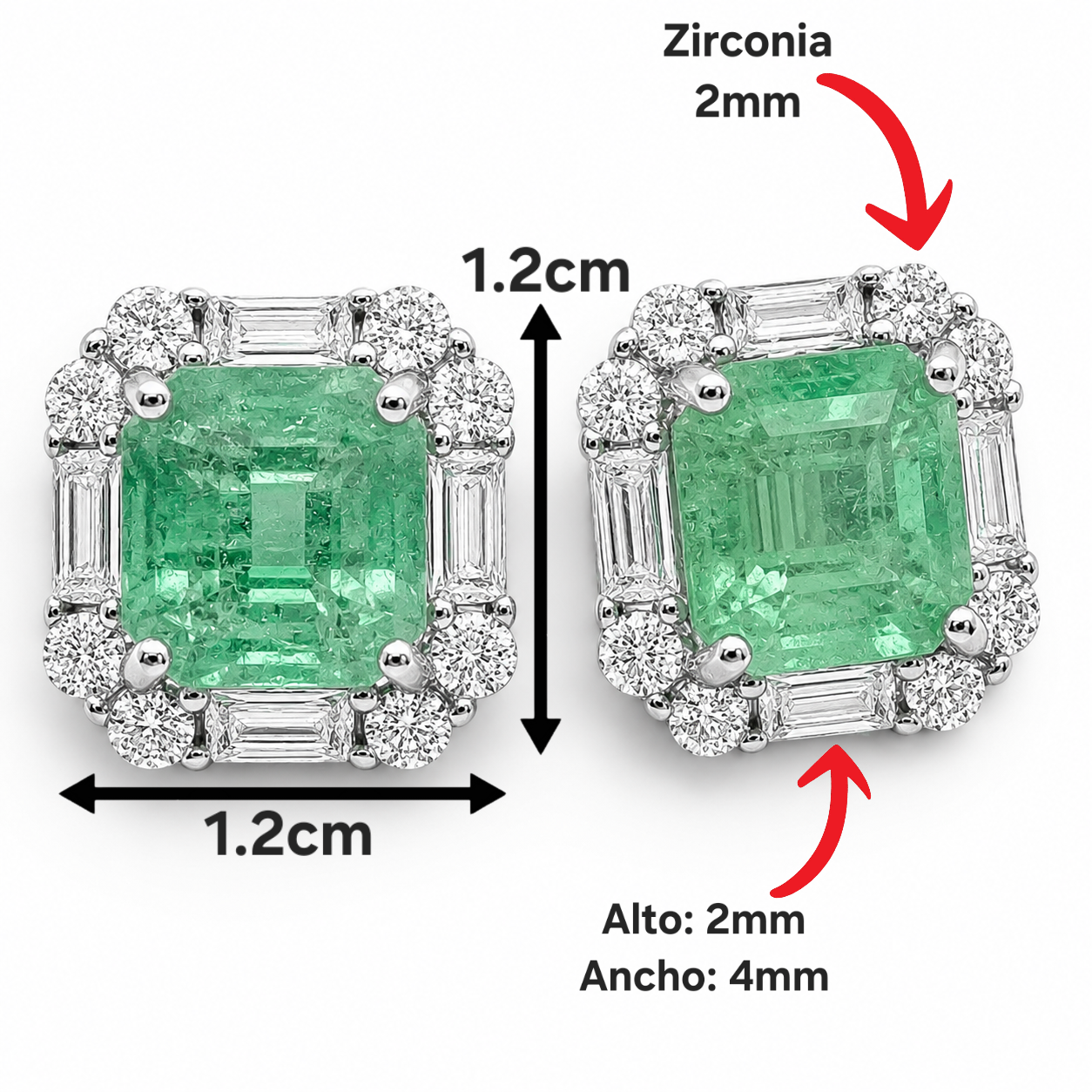 Arete Turmalina Verde Plata Ley 925