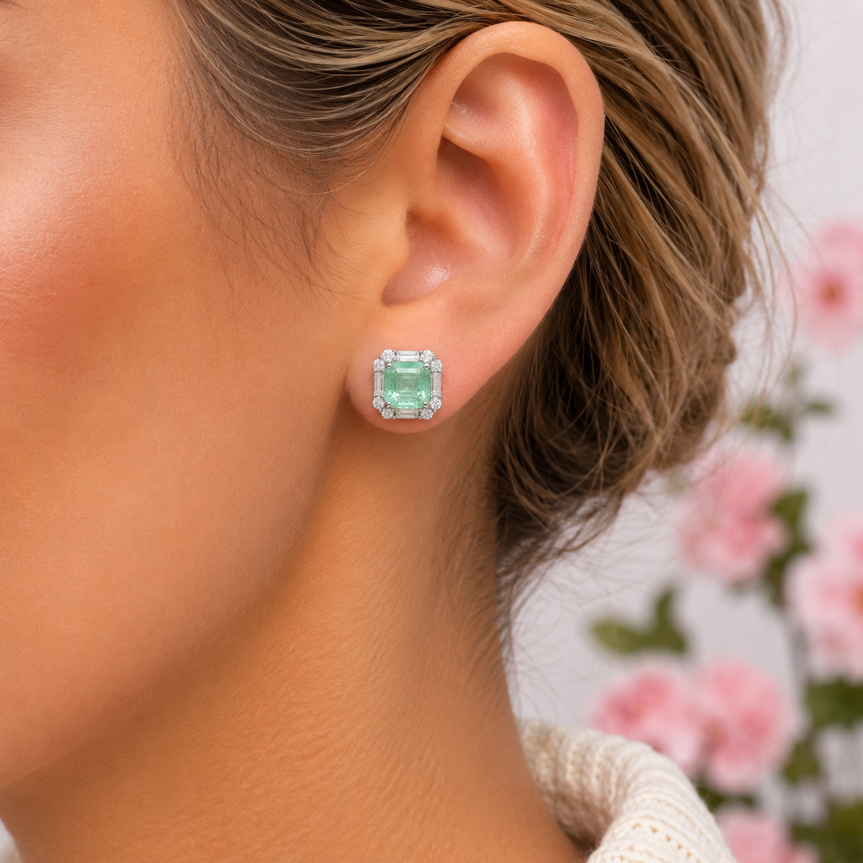 Arete Turmalina Verde Plata Ley 925