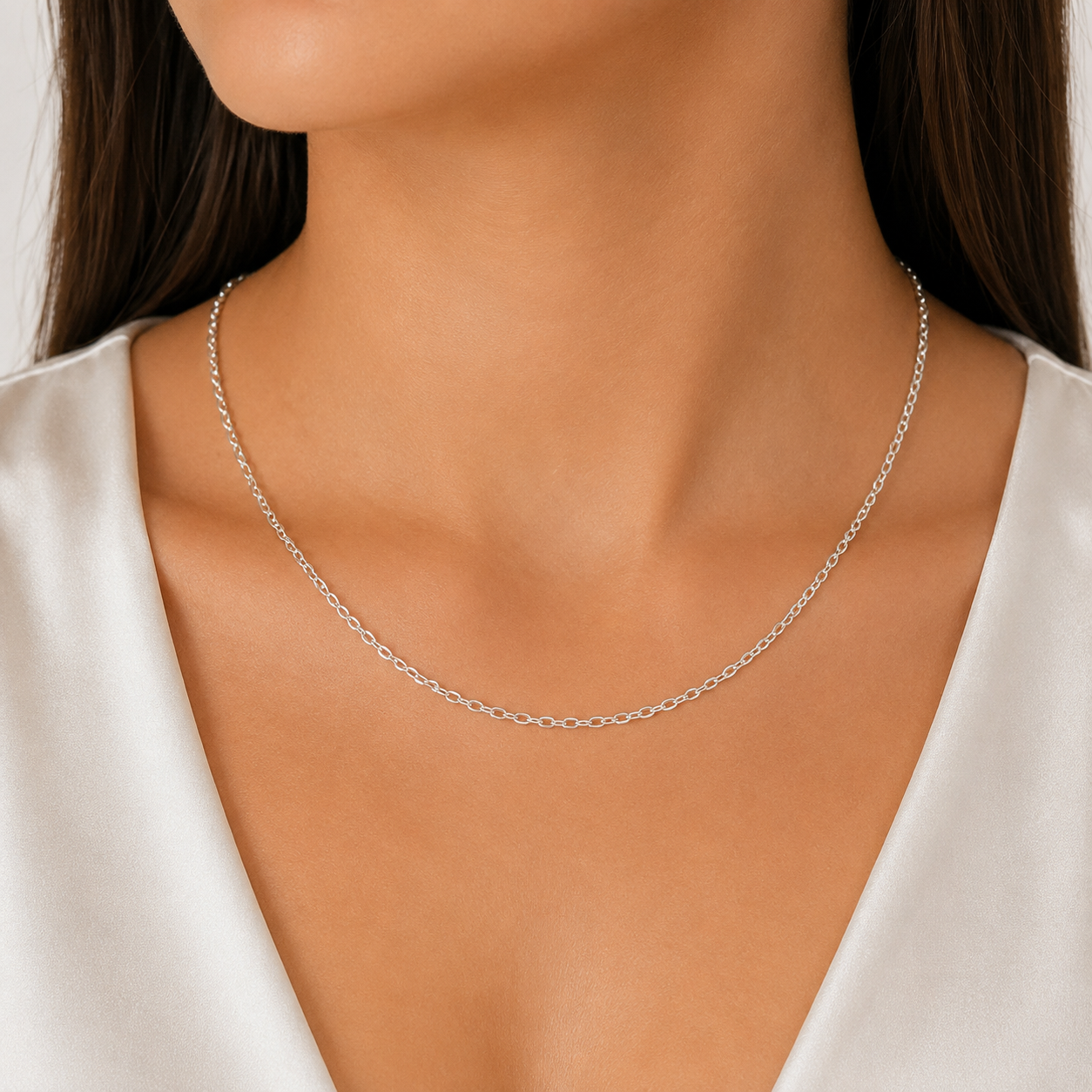 Cadena Argollita 1mm Plata Ley 925