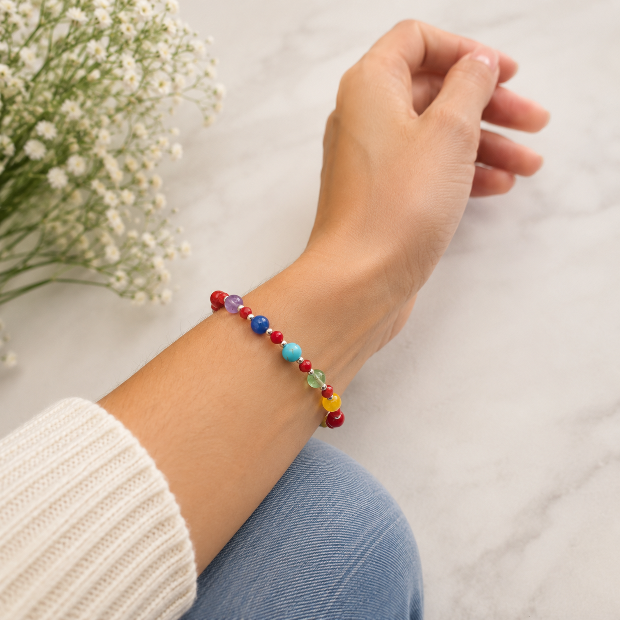 Pulsera 7 Chakras Plata Ley 925