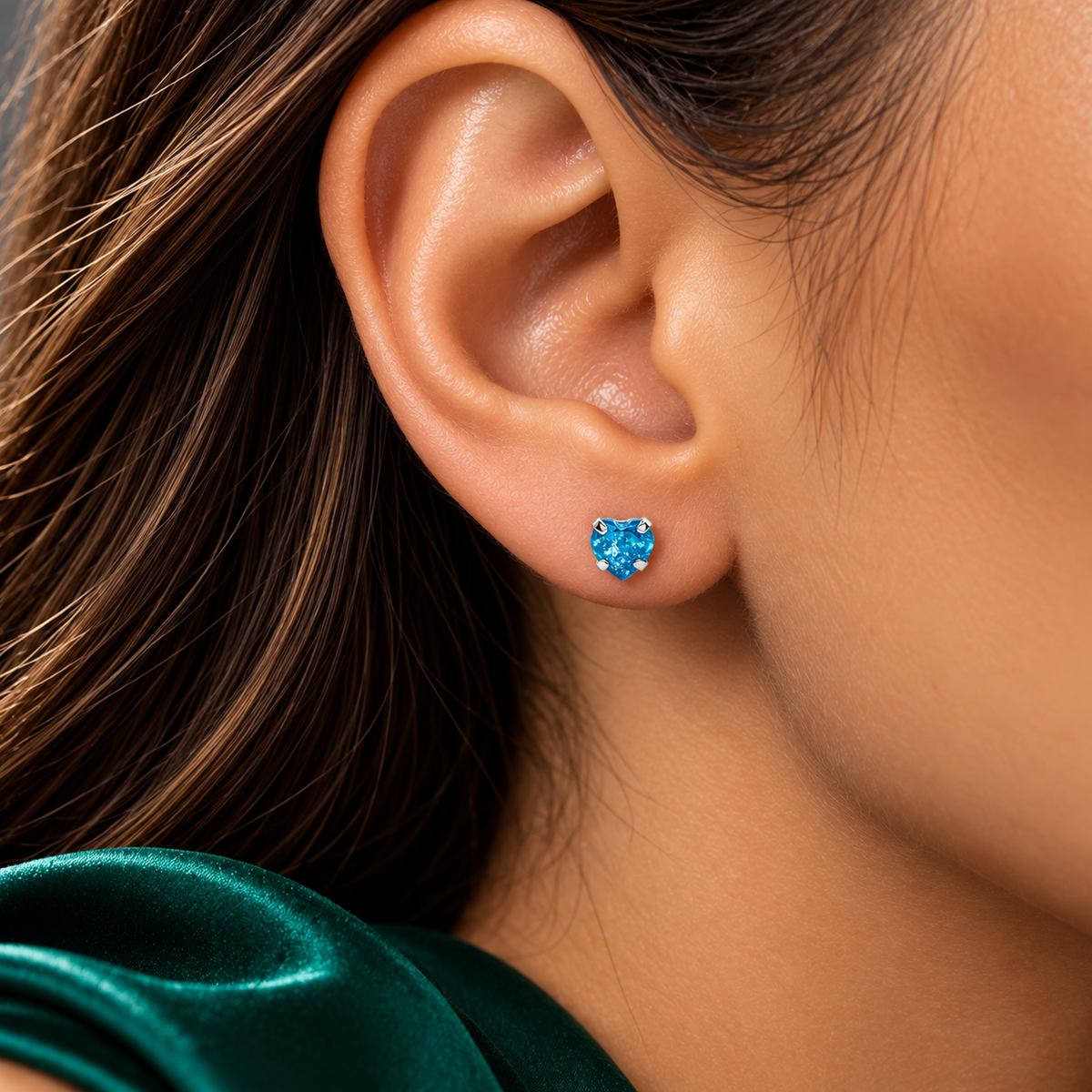 Broquel Corazon Aqua #4 Plata Ley 925
