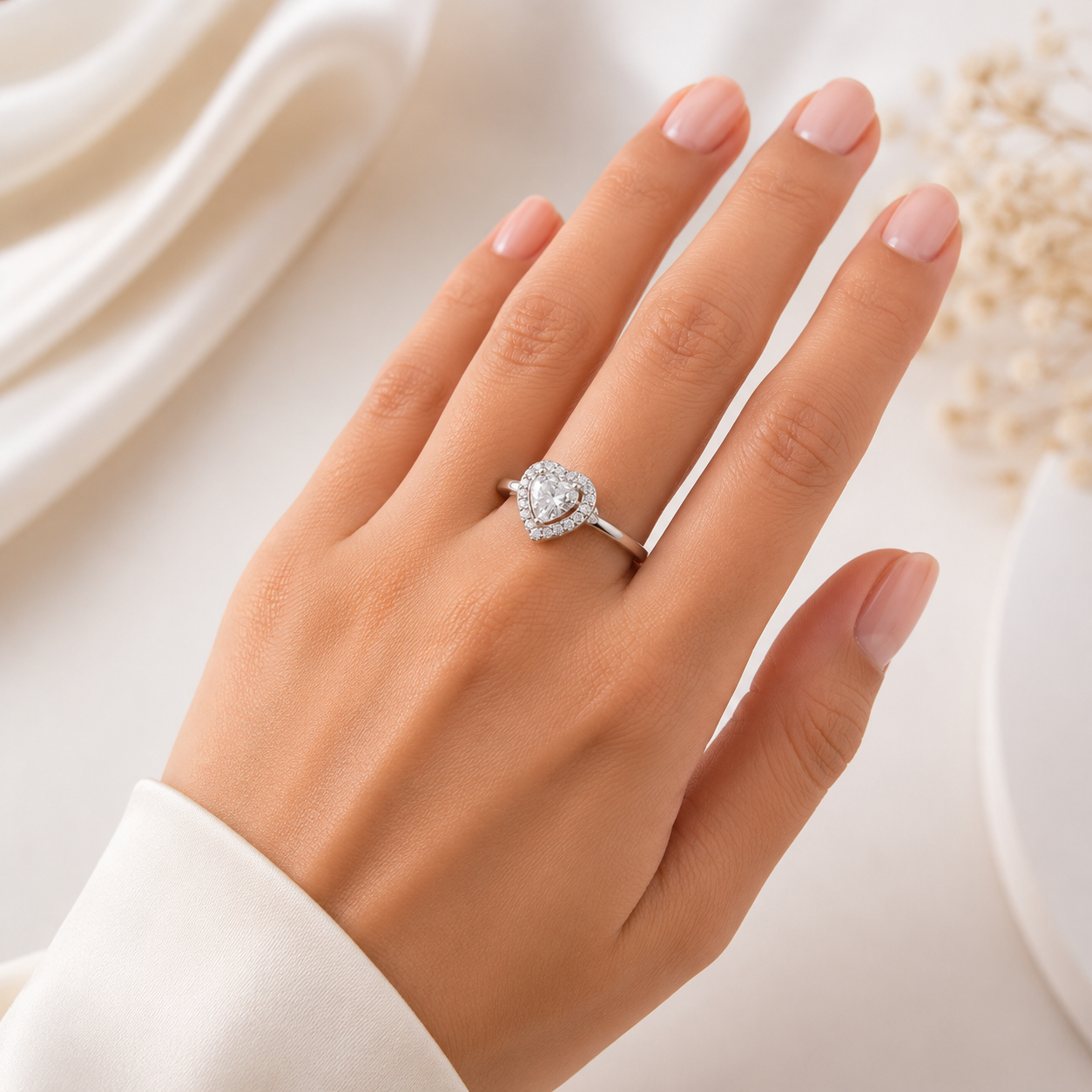 Anillo Corazon Liso BL Plata Ley 925