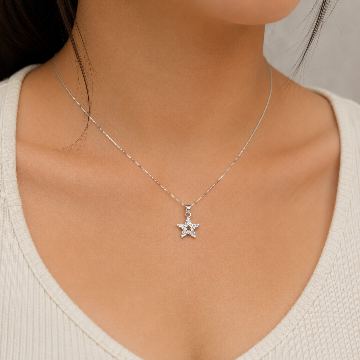 Dije Estrella Blanca Plata Ley 925