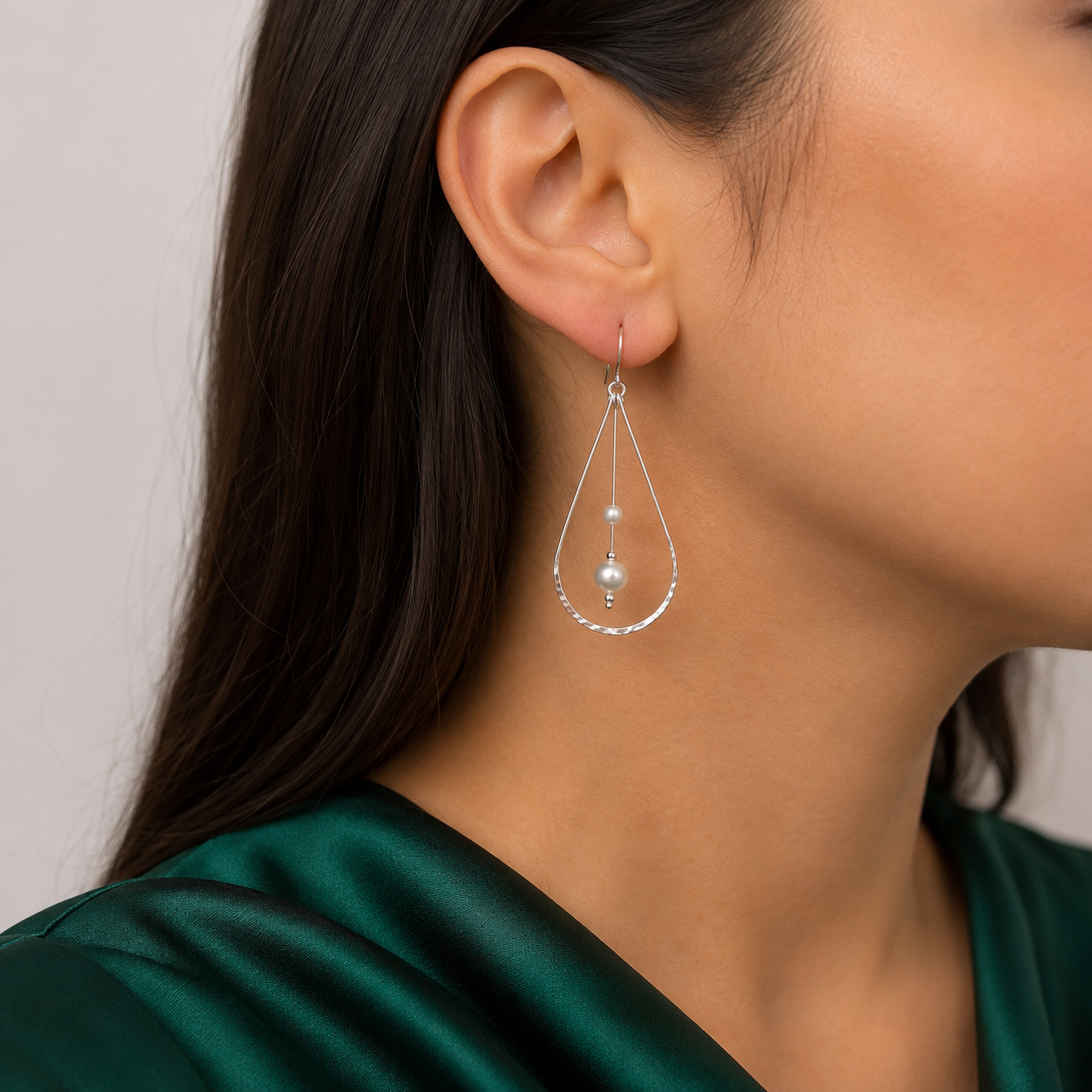 Arete Gota Perla Plata Ley 925