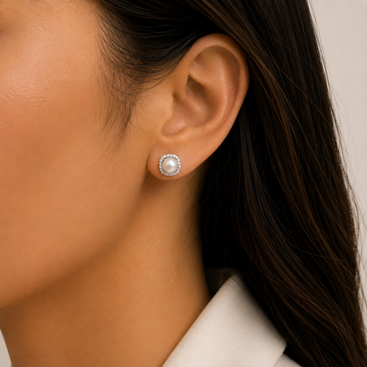 Arete Perla Zirconia Plata Ley 925