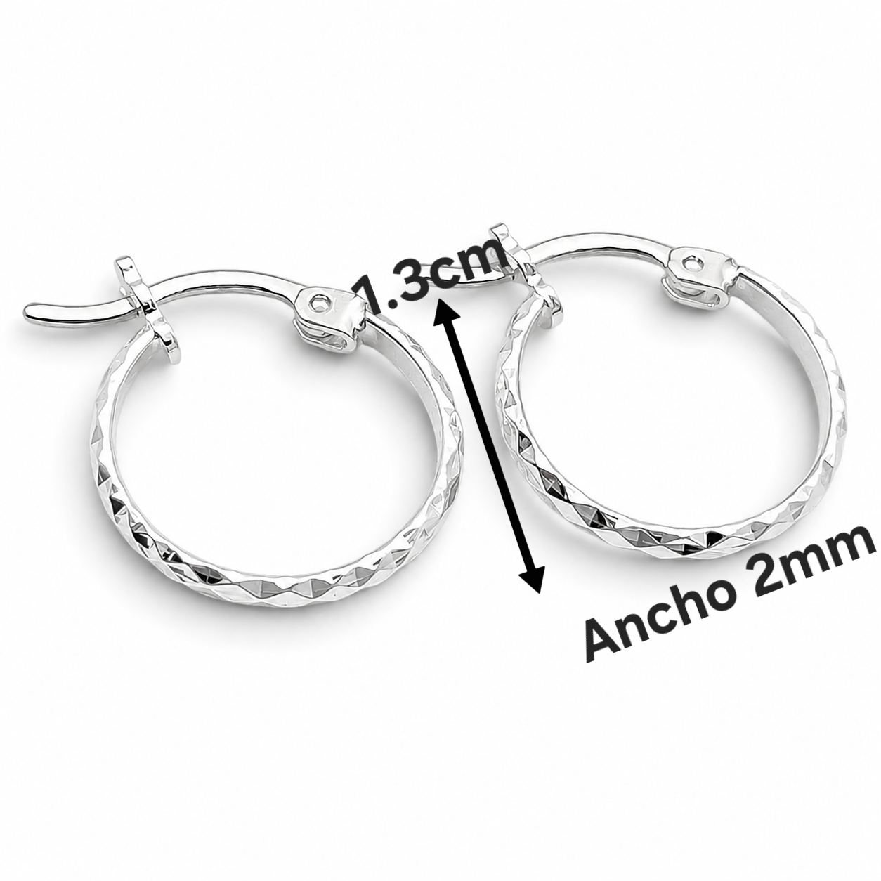 Arracada Facetada Plata Ley 925