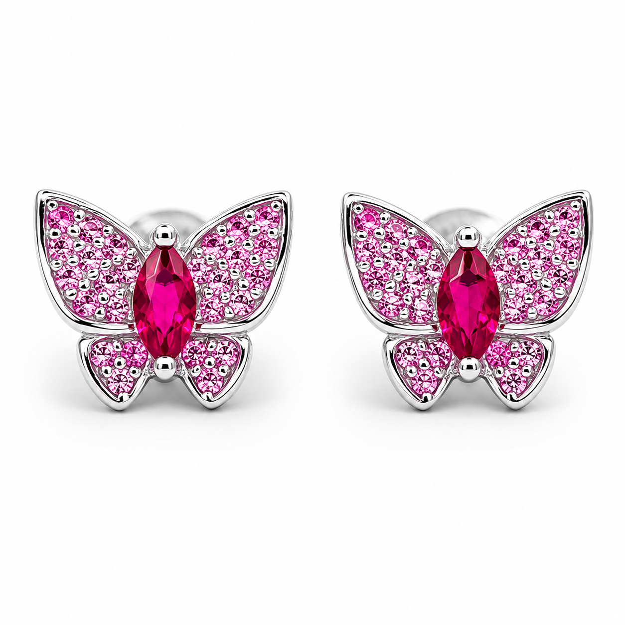 Arete Mariposa Roja Plata Ley 925