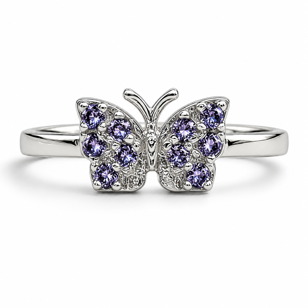 Anillo Mariposa Lila Plata Ley 925