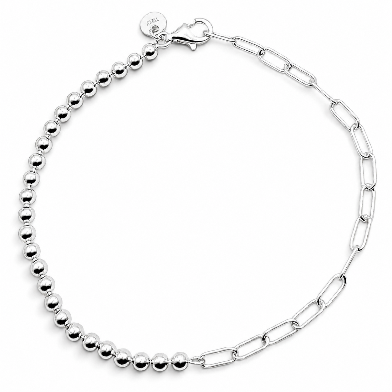 Pulsera Bola Clip Plata Ley 925