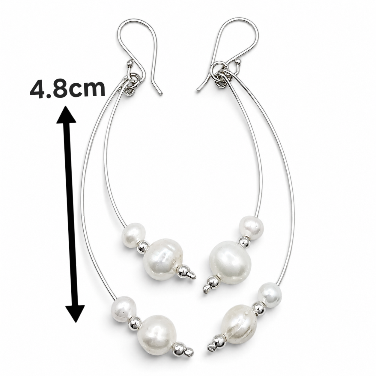 Arete Largo Perla Plata Ley 925