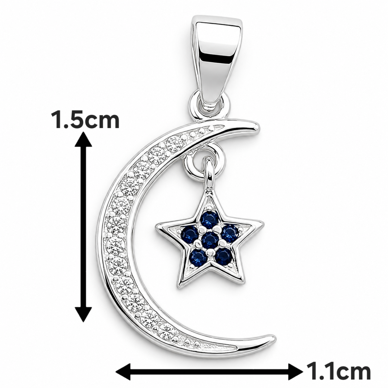 Dije Luna Estrella Azul Plata Ley 925