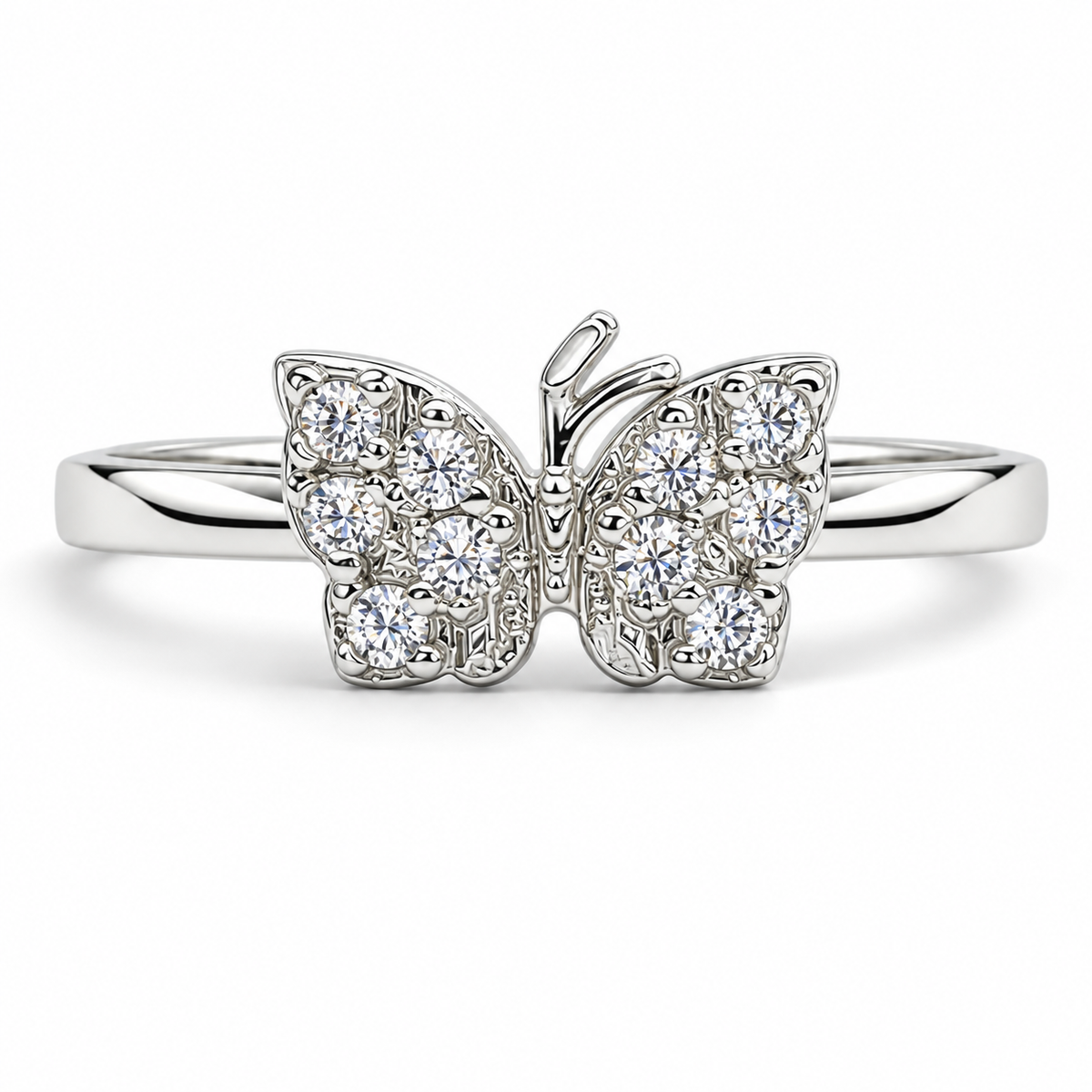 Anillo Mariposa Blanco Plata Ley 925