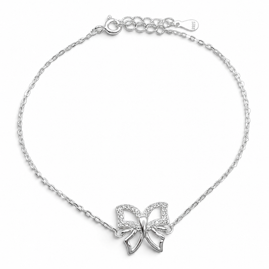 Pulsera Mariposa Blanca Plata Ley 925