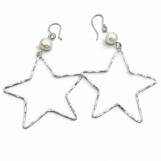 Arete Estrella Perla Plata Ley 925