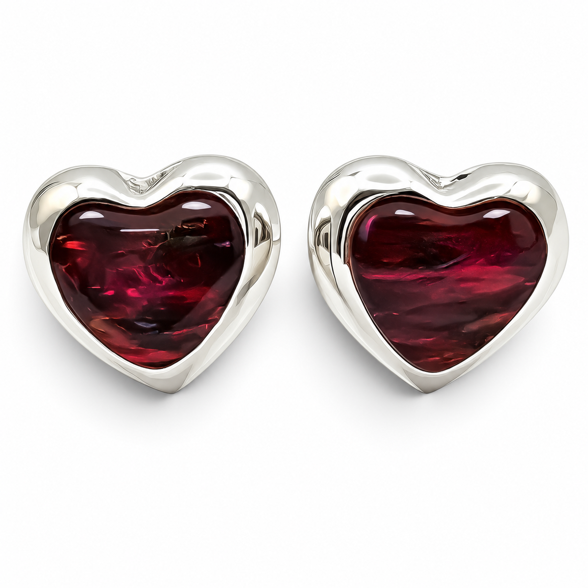 Arete Corazon Rojo Opalo Plata Ley 925