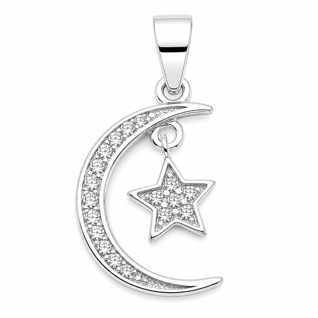 Dije Luna Estrella Blanco Plata Ley 925