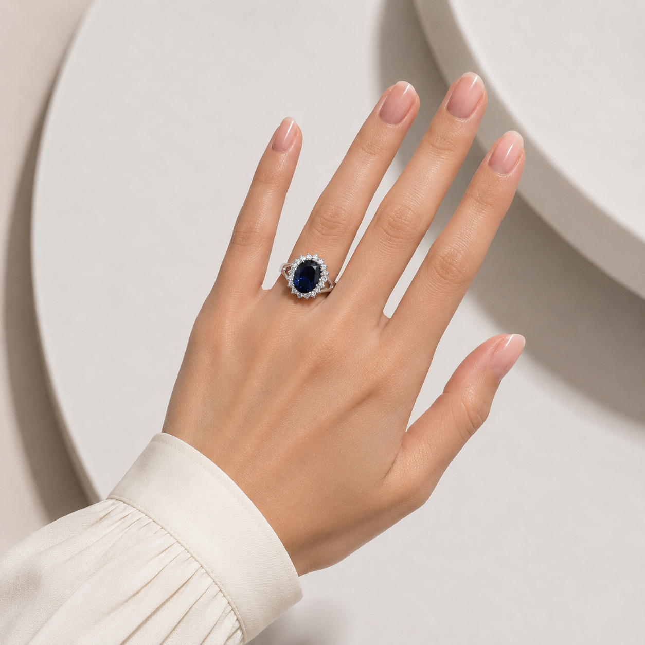 Anillo Zirconia Azul Plata Ley 925