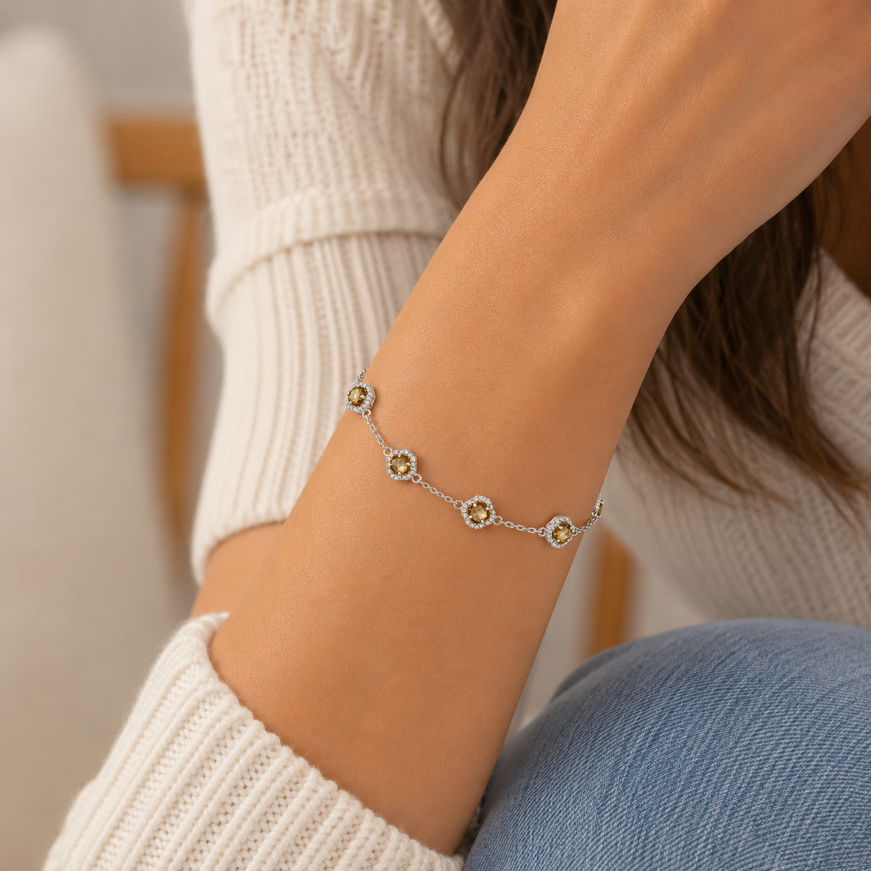Pulsera Zultanita Zirconia Van Plata Ley 925