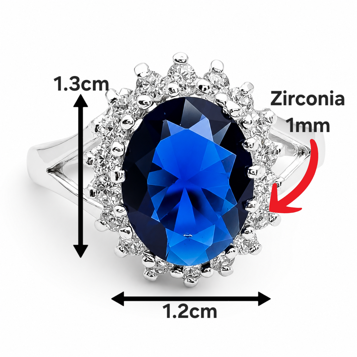 Anillo Zirconia Azul Plata Ley 925