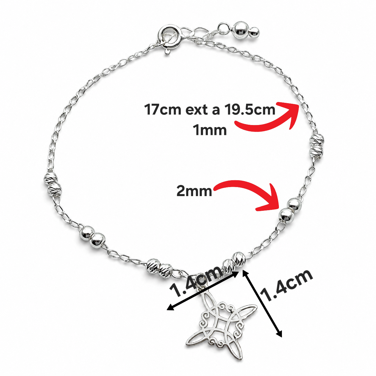Pulsera Nudo Bruja Plata Ley 925