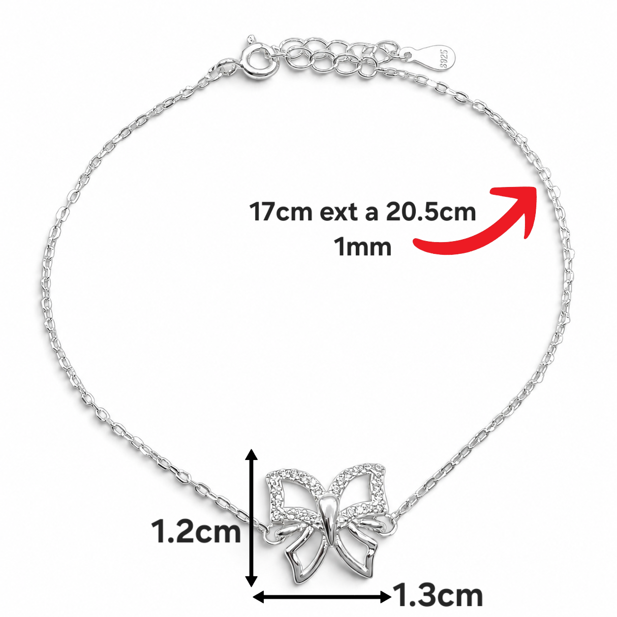 Pulsera Mariposa Blanca Plata Ley 925