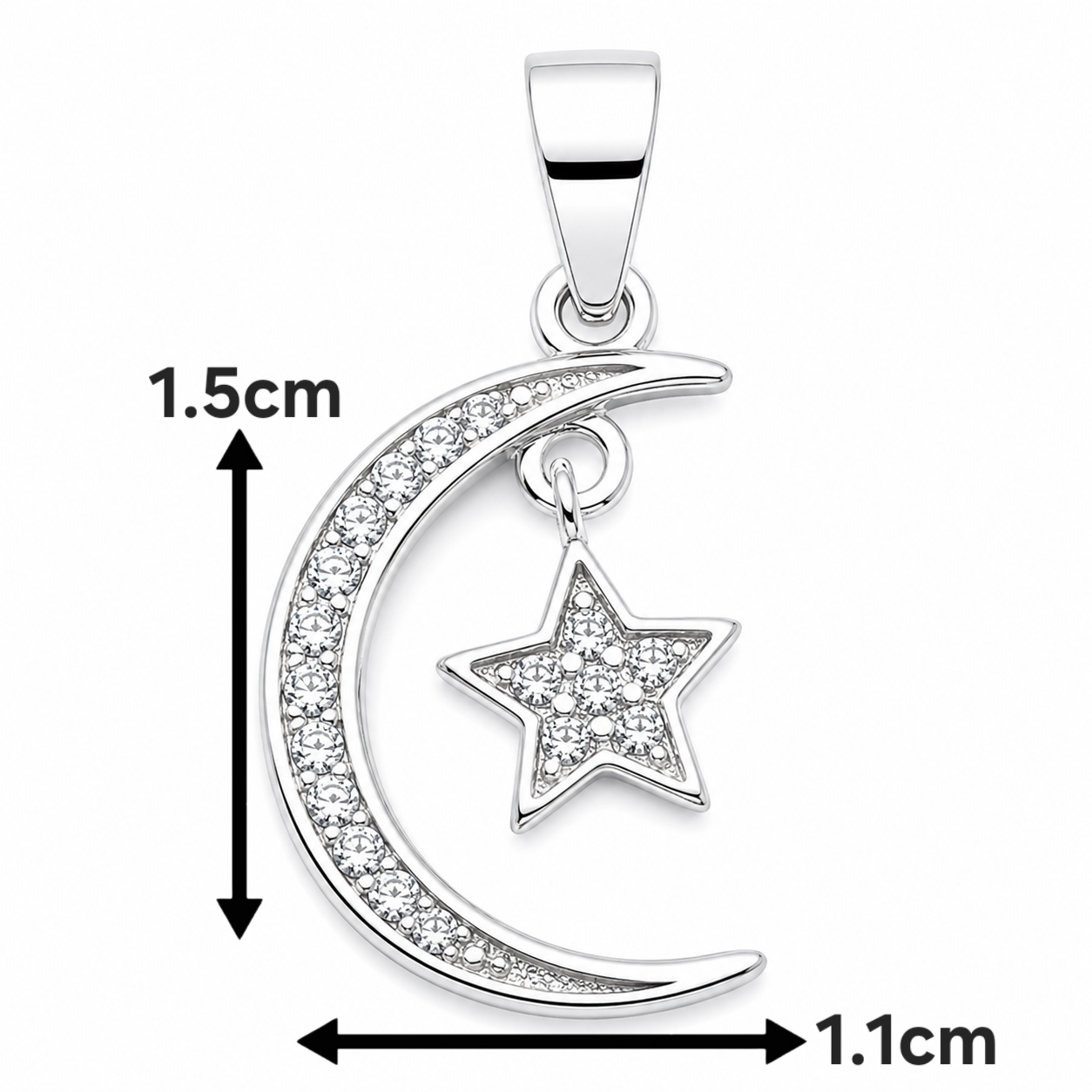 Dije Luna Estrella Blanco Plata Ley 925