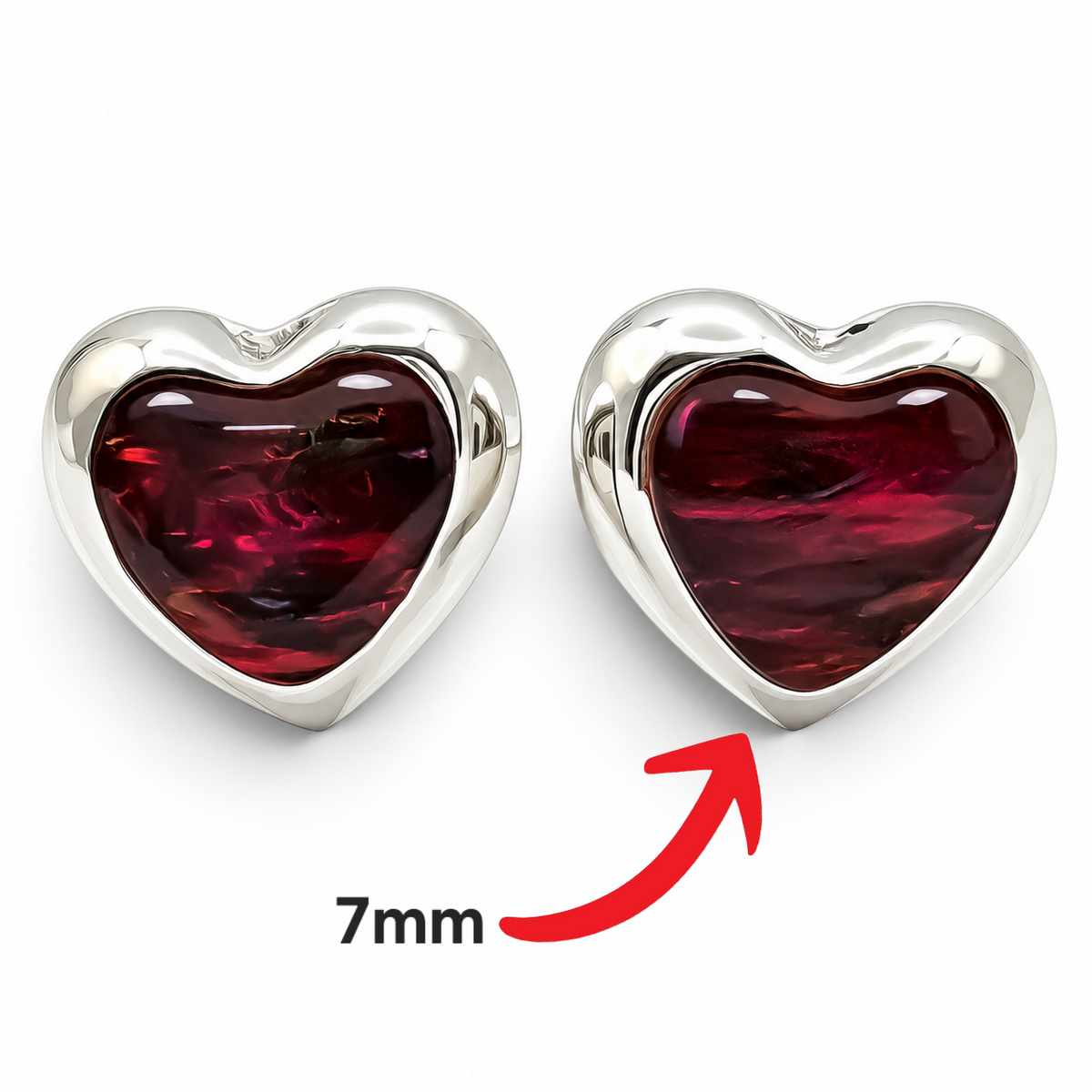 Arete Corazon Rojo Opalo Plata Ley 925