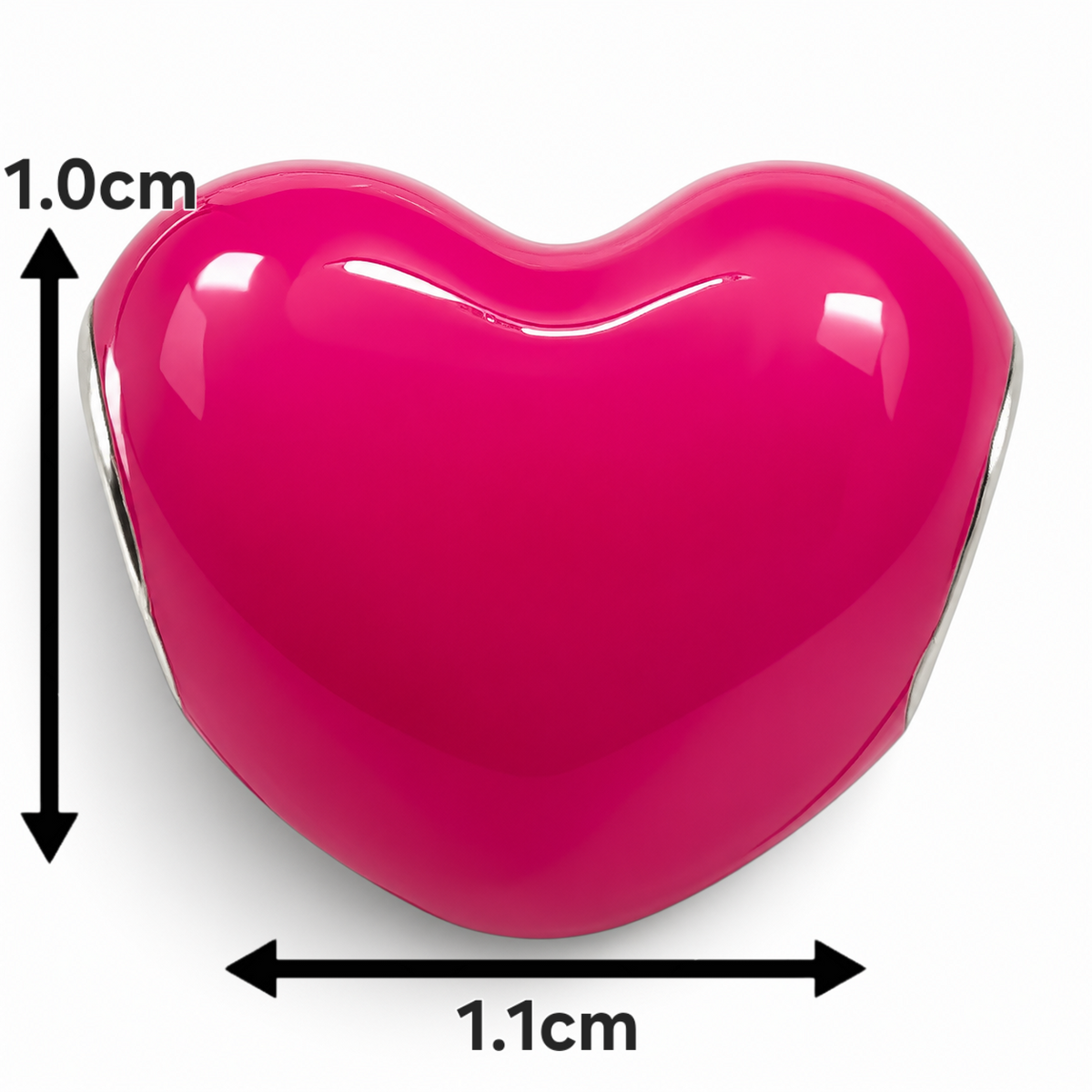 Charm Corazon Rosa Plata Ley 925