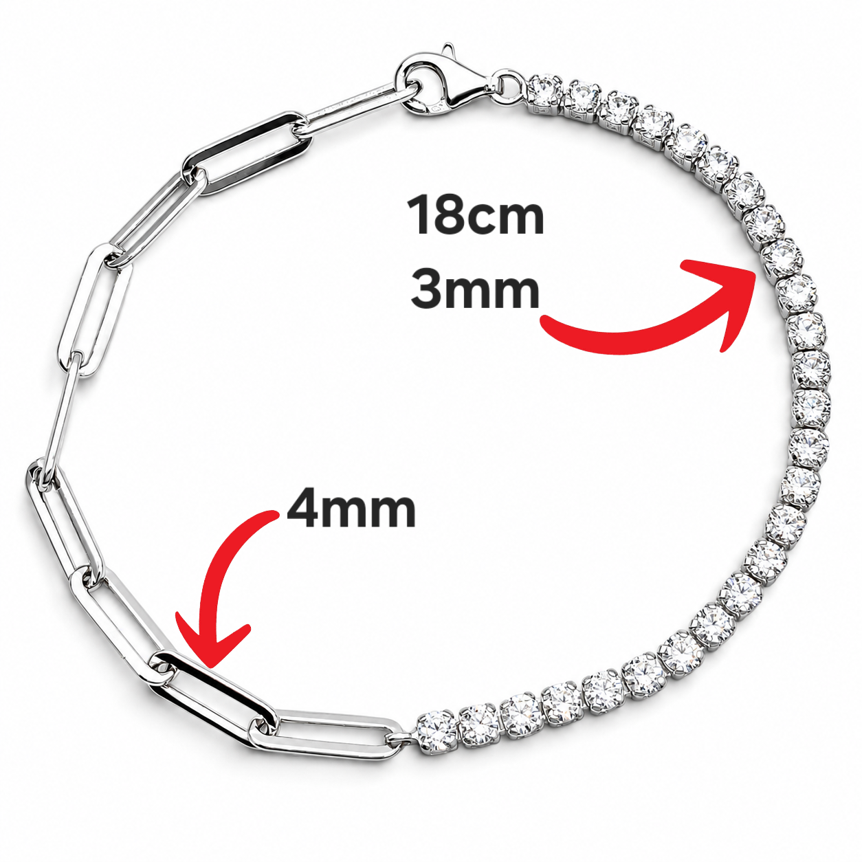 Pulsera Zirconia Plata Ley 925