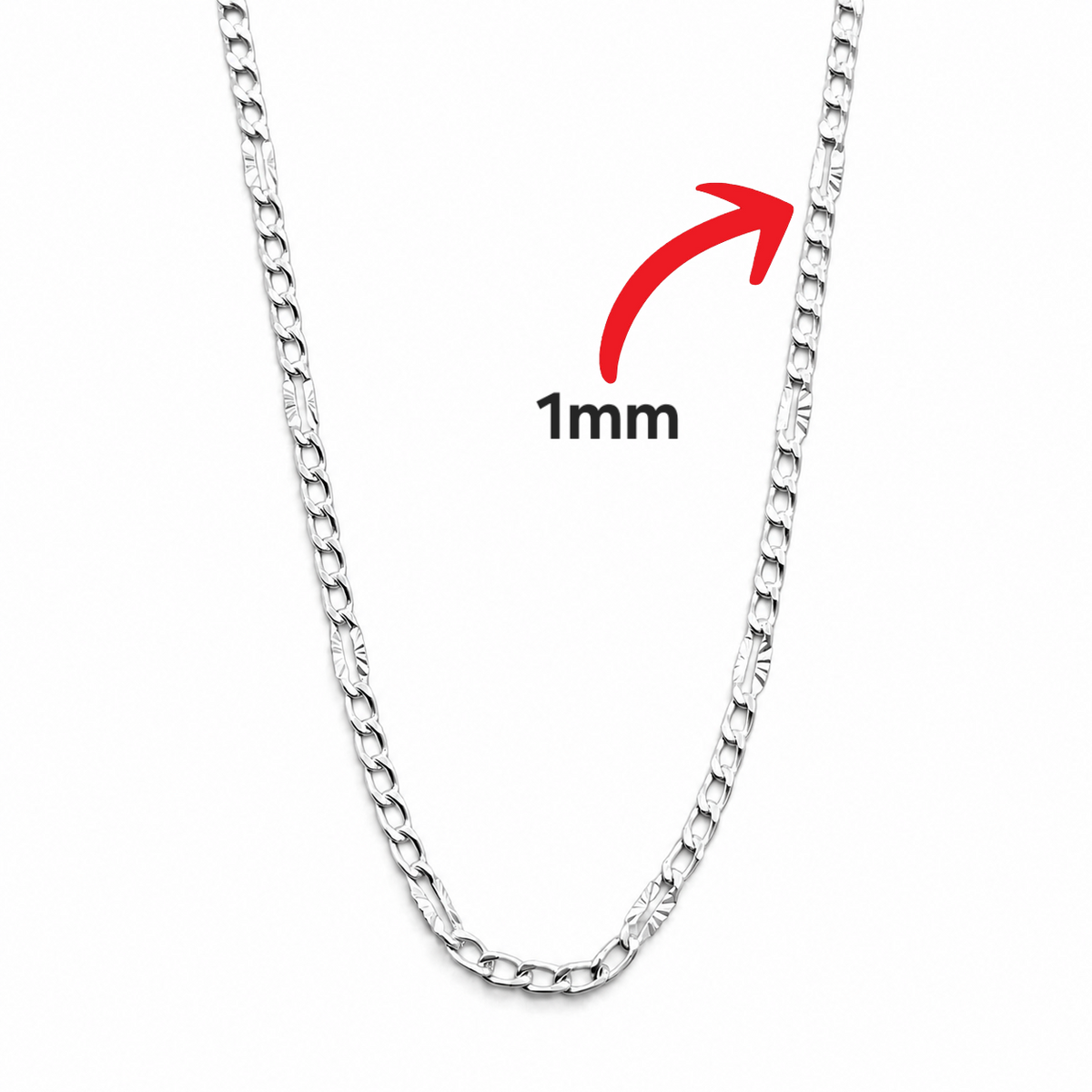 Cadena Delgada 1mm Plata Ley 925