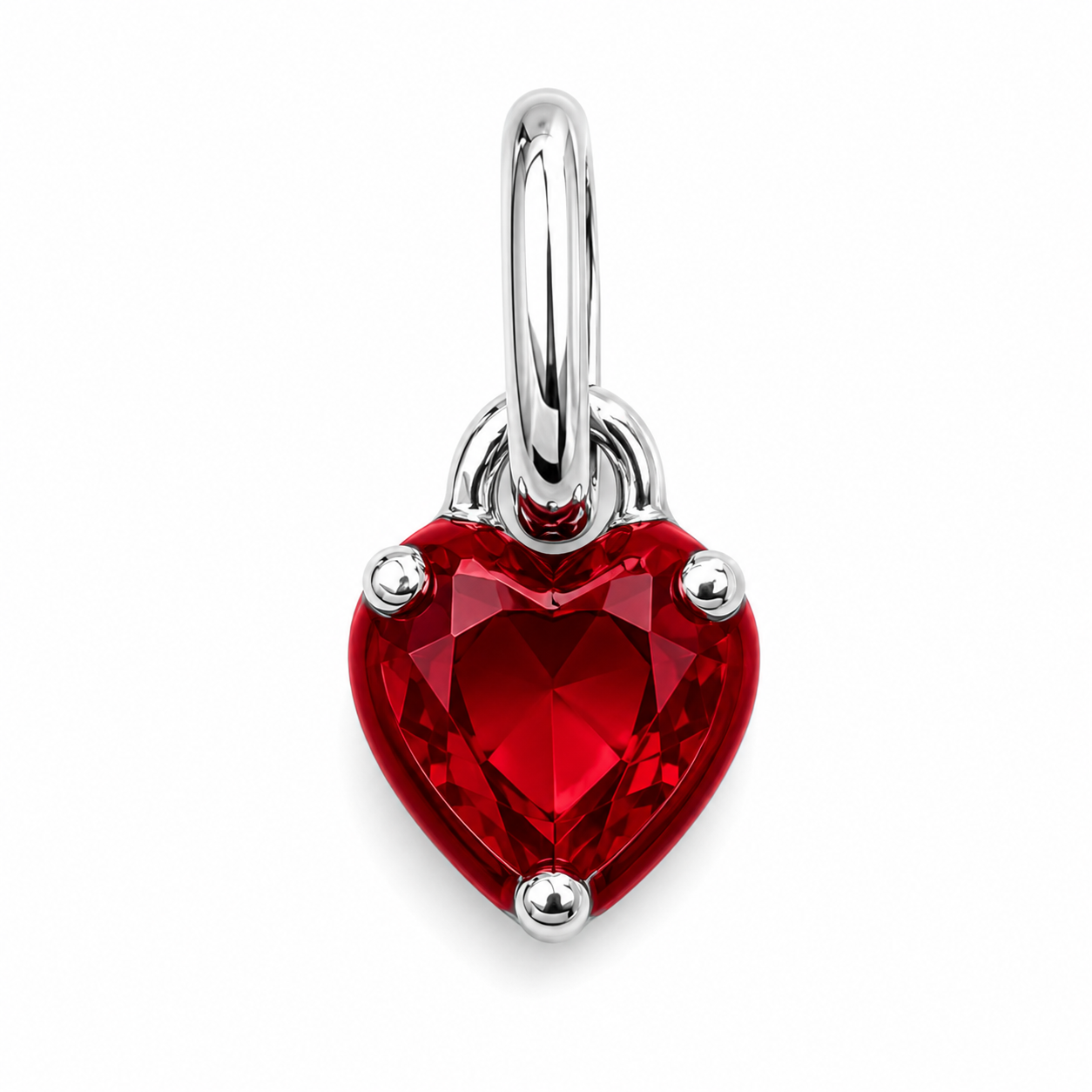Charm Corazon Mini Rojo Plata Ley 925